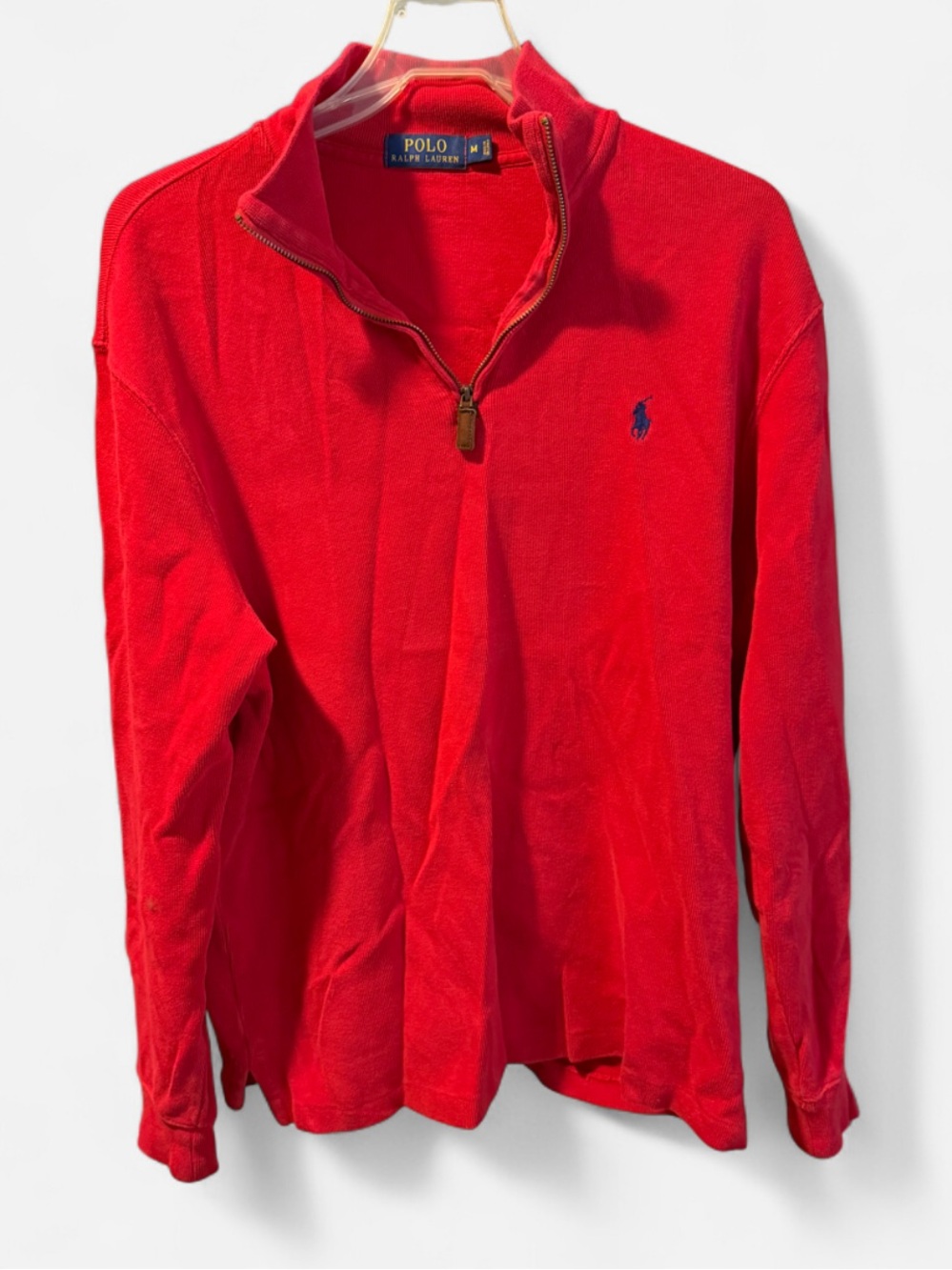 POLO Ralph Lauren Red Quarter-Zip Sweatshirt with Blue Pony